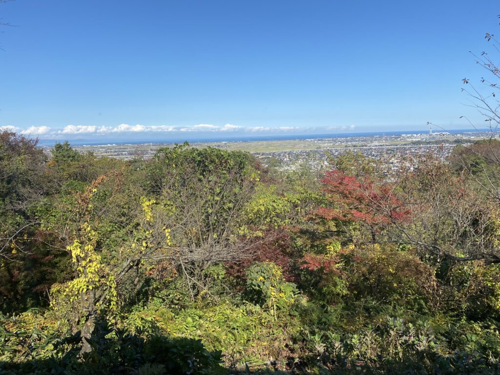 富山・青い丘から～窓の外の呉羽山の紅葉～